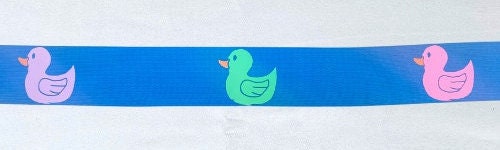 1.5 inch elastic equestrian belt, Multicolored ducks on blue horseback riding belt, Child horse show belt, Equestrian gift