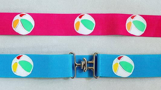 1.5 inch elastic equestrian belt, Beach ball horseback riding belt, adjustable kids belt, Equestrian gift