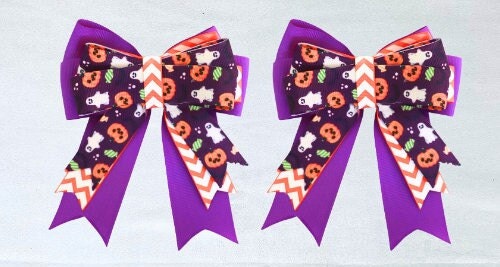 Halloween horse show bows, Equestrian hair bows, Short stirrup bows, Lead line, Kids hair bows