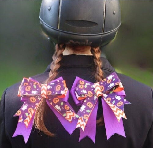 Halloween horse show bows, Equestrian hair bows, Short stirrup bows, Lead line, Kids hair bows